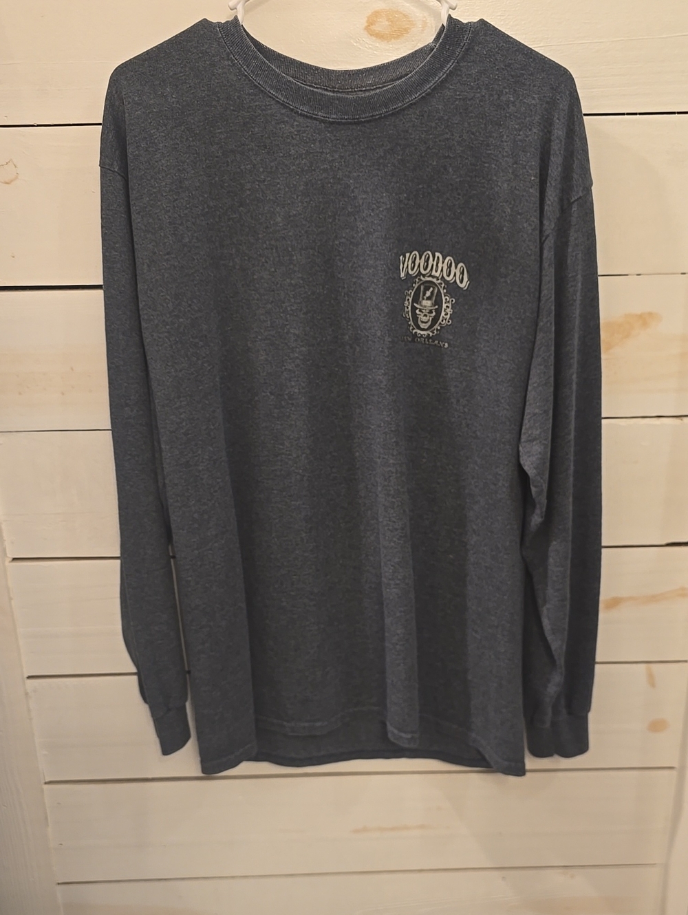 Gildan Long Sleeve Crewneck Tee in Charcoal Gray with Chest Graphic